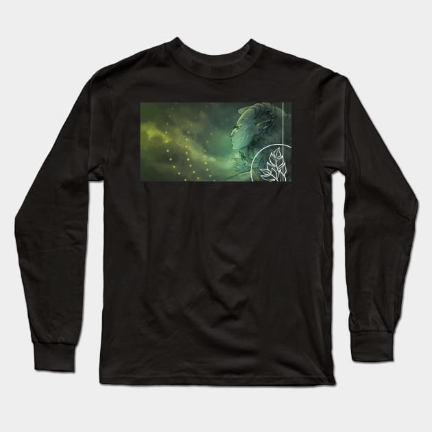 Green Lady Long Sleeve T-Shirt by Gizmoon